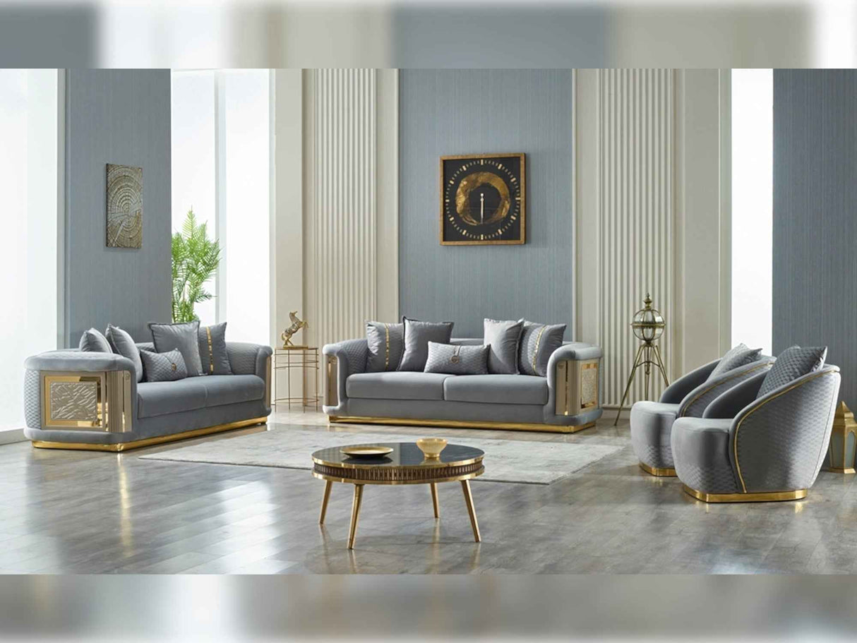 Elegance Stationary Sofa in Light Grey by Furnia at Eve Furniture