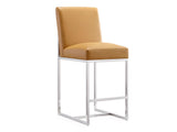 Element 24" Faux Leather Counter Stool in Camel and Polished Chrome by Manhattan Comfort at Eve Furniture
