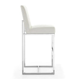 Element 29" Faux Leather Bar Stool in Pearl White and Polished Chrome by Manhattan Comfort at Eve Furniture