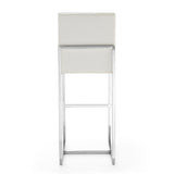 Element 29" Faux Leather Bar Stool in Pearl White and Polished Chrome by Manhattan Comfort at Eve Furniture