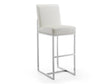 Element 29" Faux Leather Bar Stool in Pearl White and Polished Chrome by Manhattan Comfort at Eve Furniture