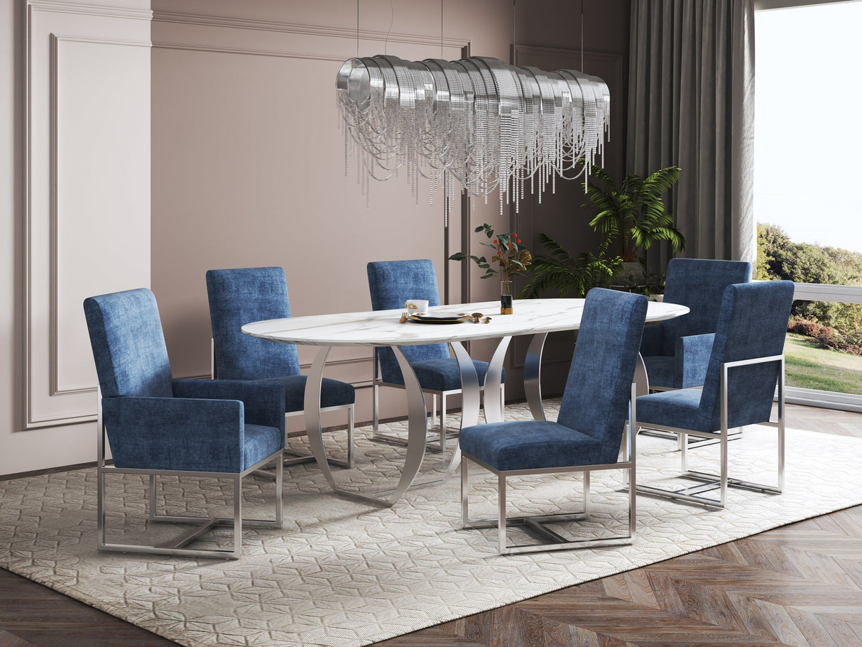 Element 8-Piece Dining Chairs in Blue by Manhattan Comfort at Eve Furniture