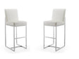 Element Faux Leather Bar Stool in Pearl White and Polished Chrome (set of 2) by Manhattan Comfort at Eve Furniture