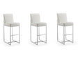 Element Faux Leather Bar Stool in Pearl White and Polished Chrome (set of 3) by Manhattan Comfort at Eve Furniture