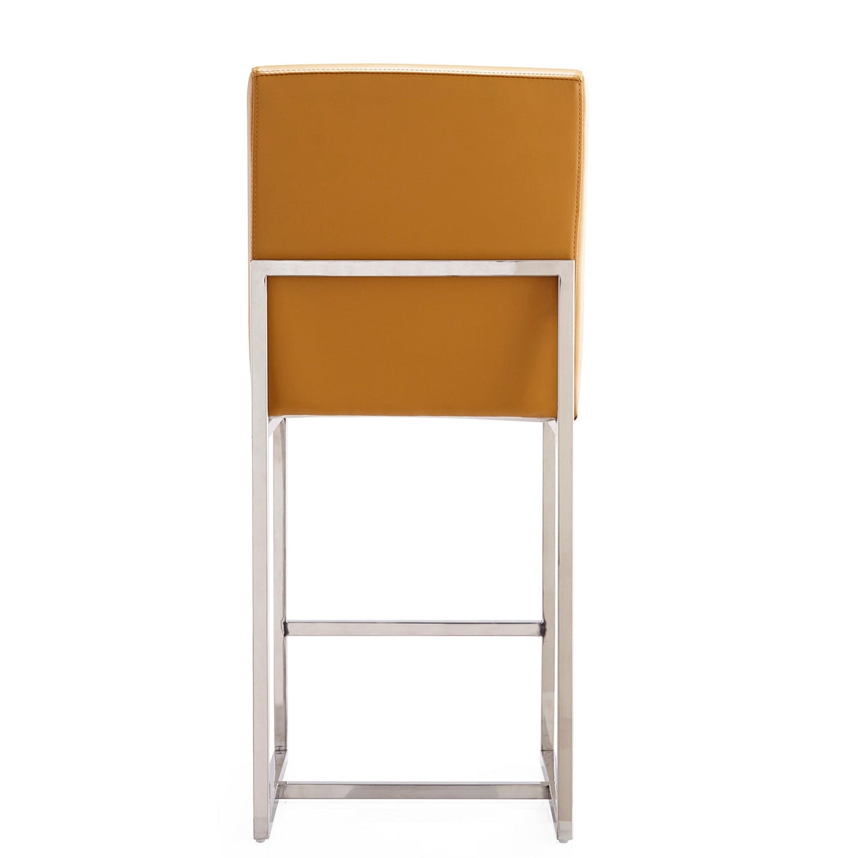 Element Faux Leather Counter Stool in Camel and Polished Chrome (set of 2) by Manhattan Comfort at Eve Furniture