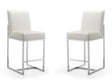 Element Faux Leather Counter Stool in Pearl White and Polished Chrome (set of 2) by Manhattan Comfort at Eve Furniture