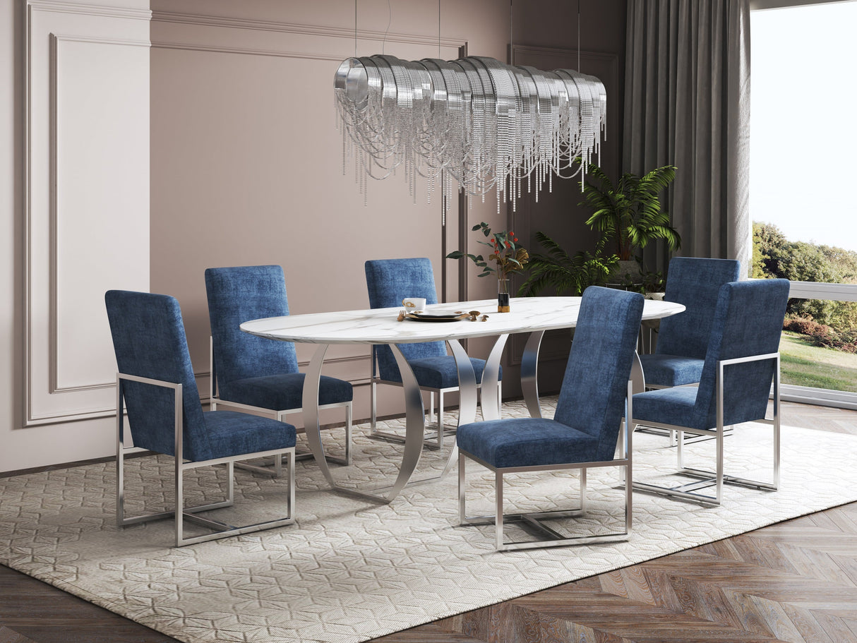 Element Velvet Dining Chair in Blue (set of 2) by Manhattan Comfort at Eve Furniture