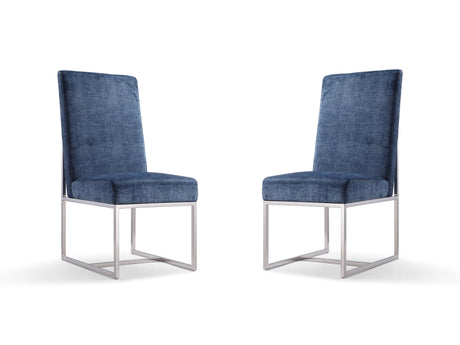 Element Velvet Dining Chair in Blue (set of 2) by Manhattan Comfort at Eve Furniture