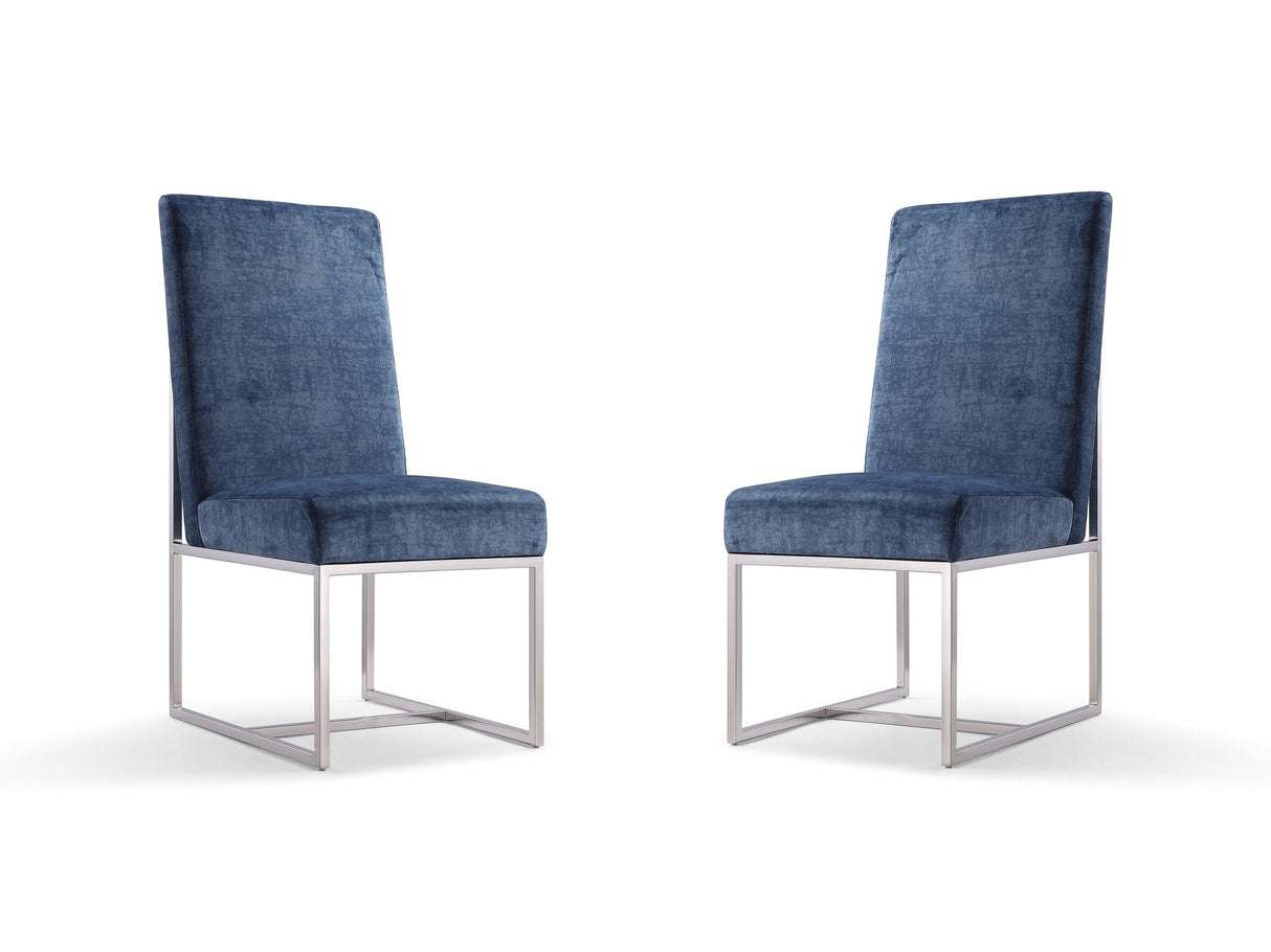 Element Velvet Dining Chair in Blue (set of 2) by Manhattan Comfort at Eve Furniture