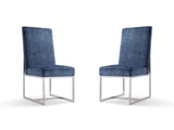 Element Velvet Dining Chair in Blue (set of 2) by Manhattan Comfort at Eve Furniture