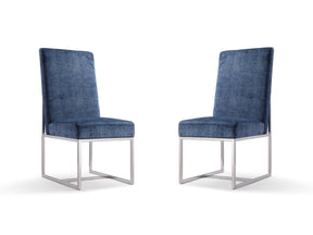 Element Velvet Dining Chair in Blue (set of 2) by Manhattan Comfort at Eve Furniture
