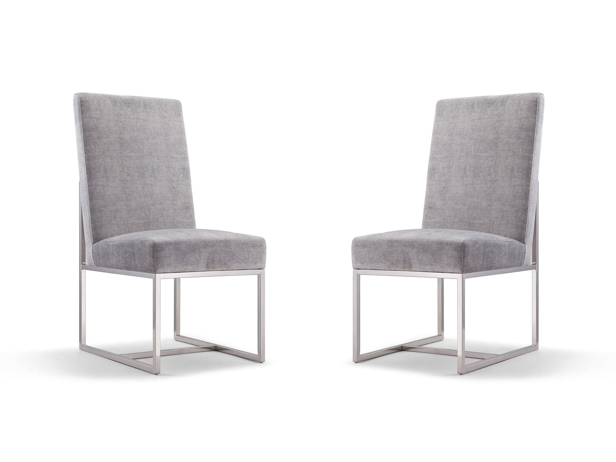 Element Velvet Dining Chair in Grey (set of 2) by Manhattan Comfort at Eve Furniture