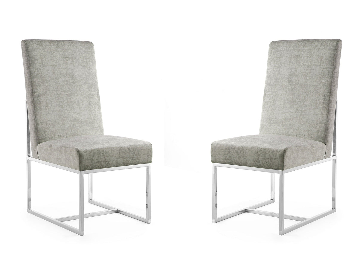 Element Velvet Dining Chair in Steel (set of 2) by Manhattan Comfort at Eve Furniture