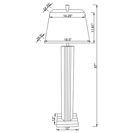 Elena Brown 67-inch Square Tapered Mirrored Floor Lamp by Coaster at Eve Furniture