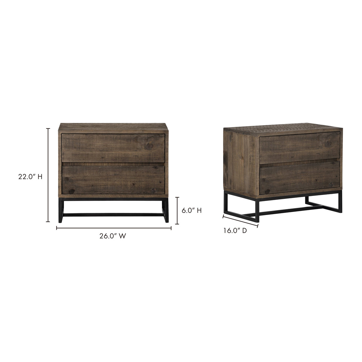 Elena Light Brown Nightstand by Moe's Home at Eve Furniture