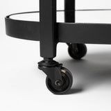 Eleonore Black Metal Frame Two-Tier w/Glass Shelves Bar Cart by Mercana at Eve Furniture