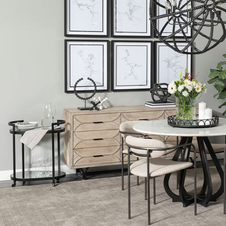 Eleonore Black Metal Frame Two-Tier w/Glass Shelves Bar Cart by Mercana at Eve Furniture