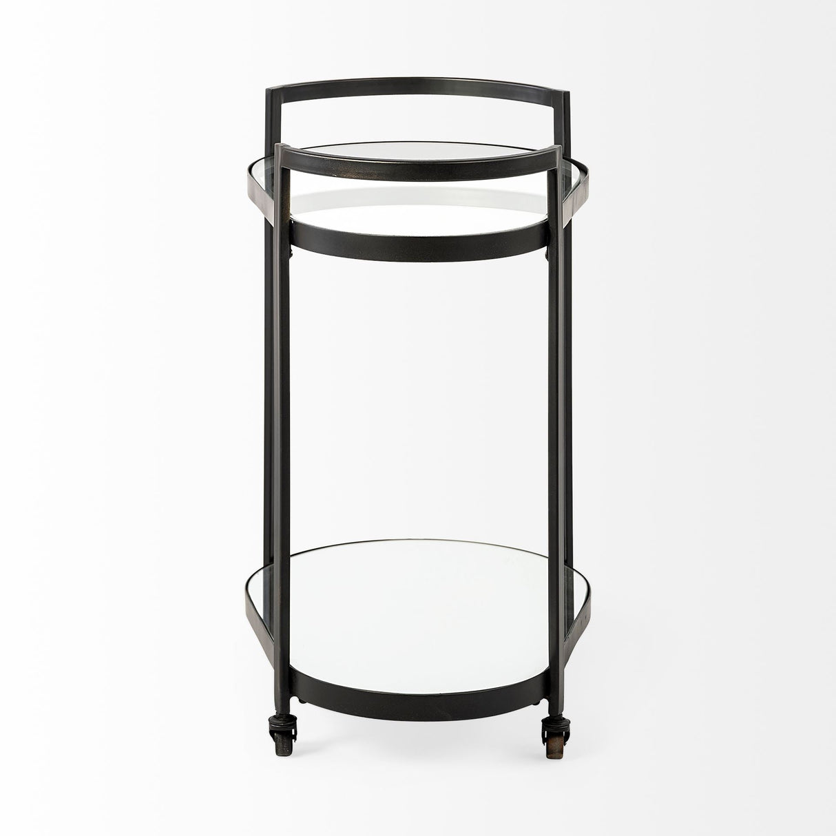 Eleonore Black Metal Frame Two-Tier w/Glass Shelves Bar Cart by Mercana at Eve Furniture