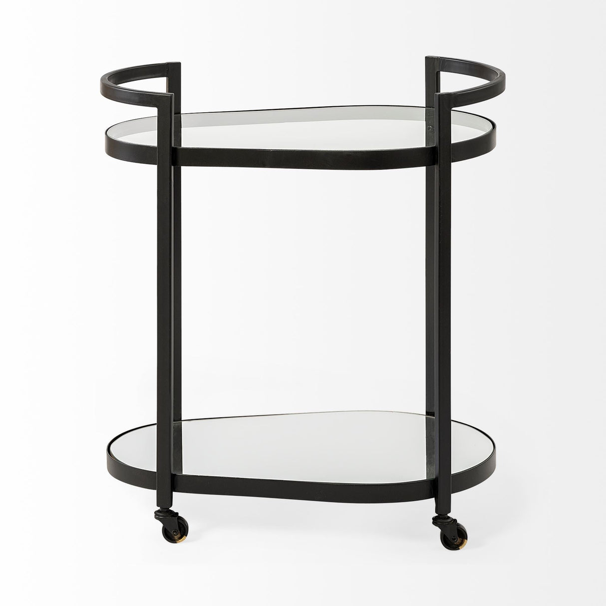 Eleonore Black Metal Frame Two-Tier w/Glass Shelves Bar Cart by Mercana at Eve Furniture