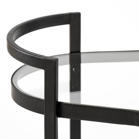 Eleonore Black Metal Frame Two-Tier w/Glass Shelves Bar Cart by Mercana at Eve Furniture