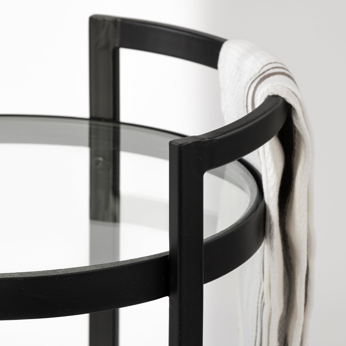 Eleonore Black Metal Frame Two-Tier w/Glass Shelves Bar Cart by Mercana at Eve Furniture