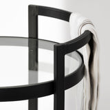 Eleonore Black Metal Frame Two-Tier w/Glass Shelves Bar Cart by Mercana at Eve Furniture