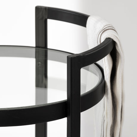 Eleonore Black Metal Frame Two-Tier w/Glass Shelves Bar Cart by Mercana at Eve Furniture