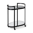 Eleonore Black Metal Frame Two-Tier w/Glass Shelves Bar Cart by Mercana at Eve Furniture