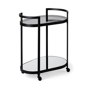 Eleonore Black Metal Frame Two-Tier w/Glass Shelves Bar Cart by Mercana at Eve Furniture