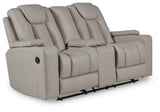 Elevate Edges Coin Glider Reclining Loveseat with Console by Ashley at Eve Furniture