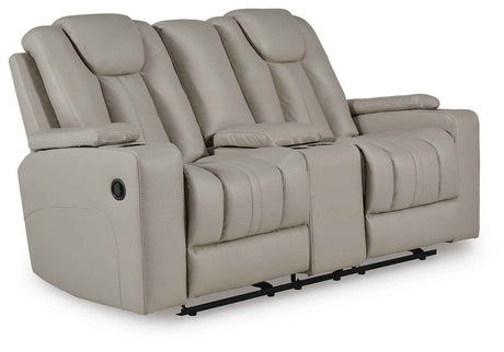 Elevate Edges Coin Glider Reclining Loveseat with Console by Ashley at Eve Furniture