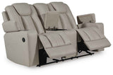 Elevate Edges Coin Glider Reclining Loveseat with Console by Ashley at Eve Furniture