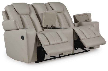 Elevate Edges Coin Glider Reclining Loveseat with Console by Ashley at Eve Furniture