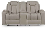 Elevate Edges Coin Glider Reclining Loveseat with Console by Ashley at Eve Furniture