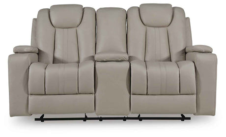 Elevate Edges Coin Glider Reclining Loveseat with Console by Ashley at Eve Furniture