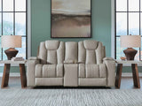 Elevate Edges Coin Glider Reclining Loveseat with Console by Ashley at Eve Furniture