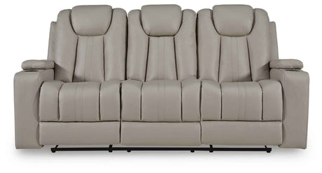 Elevate Edges Coin Reclining Sofa with Drop Down Table by Ashley at Eve Furniture