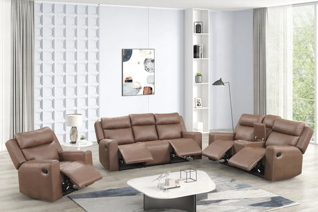 Elevation Brown Leather Gel 3-piece Reclining Living Room Set by Happy Homes at Eve Furniture