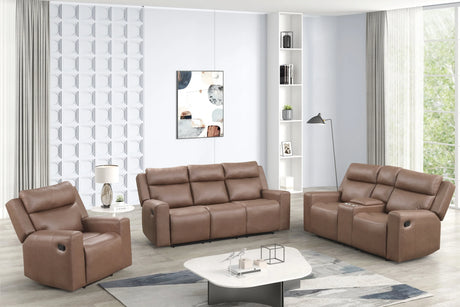 Elevation Brown Leather Gel 3-piece Reclining Living Room Set by Happy Homes at Eve Furniture