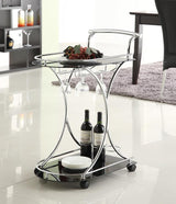 Elfman Chrome/Black 2-shelve Serving Cart by Coaster at Eve Furniture