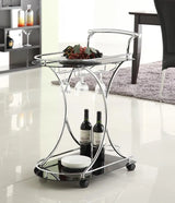 Elfman Chrome/Black 2-shelve Serving Cart by Coaster at Eve Furniture