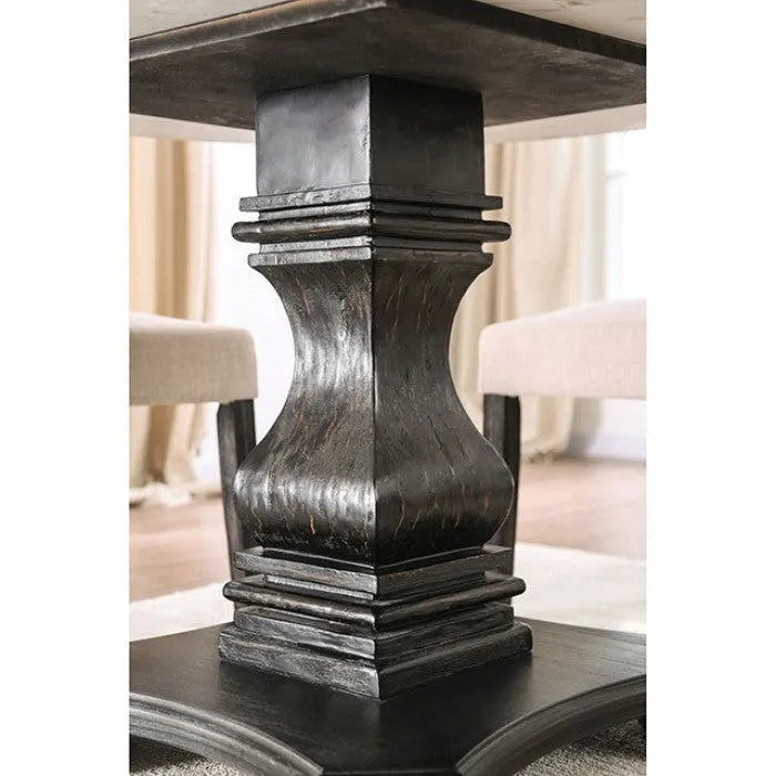 Elfredo White/Antique Black Round 5-Piece Dining Table Set by Furniture of America at Eve Furniture