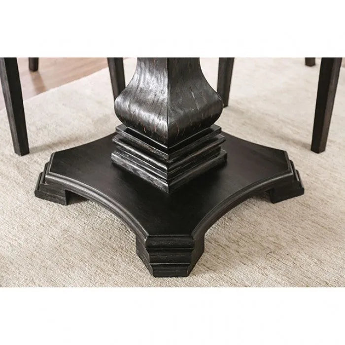 Elfredo White/Antique Black Round 5-Piece Dining Table Set by Furniture of America at Eve Furniture