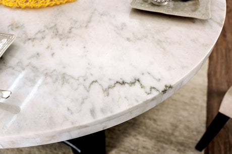 Elfredo White/Antique Black Round Table Only by Furniture of America at Eve Furniture
