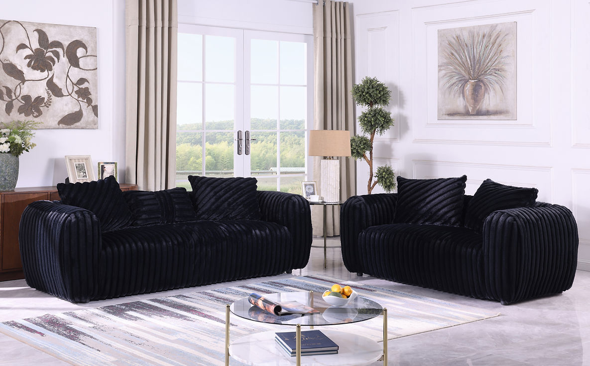 Eli Black Sofa Loveseat by New Era Innovations at Eve Furniture