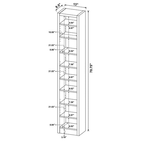 Eliam Cappuccino Rectangular Bookcase with 2 Fixed Shelves by Coaster at Eve Furniture