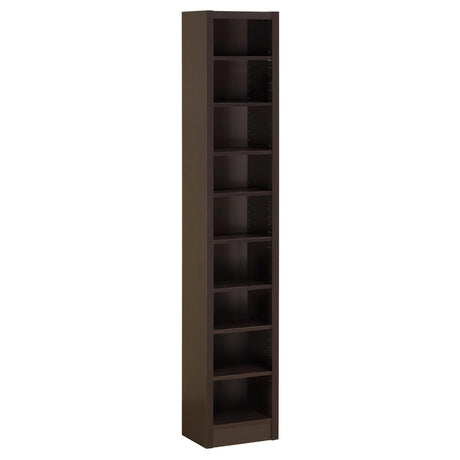 Eliam Cappuccino Rectangular Bookcase with 2 Fixed Shelves