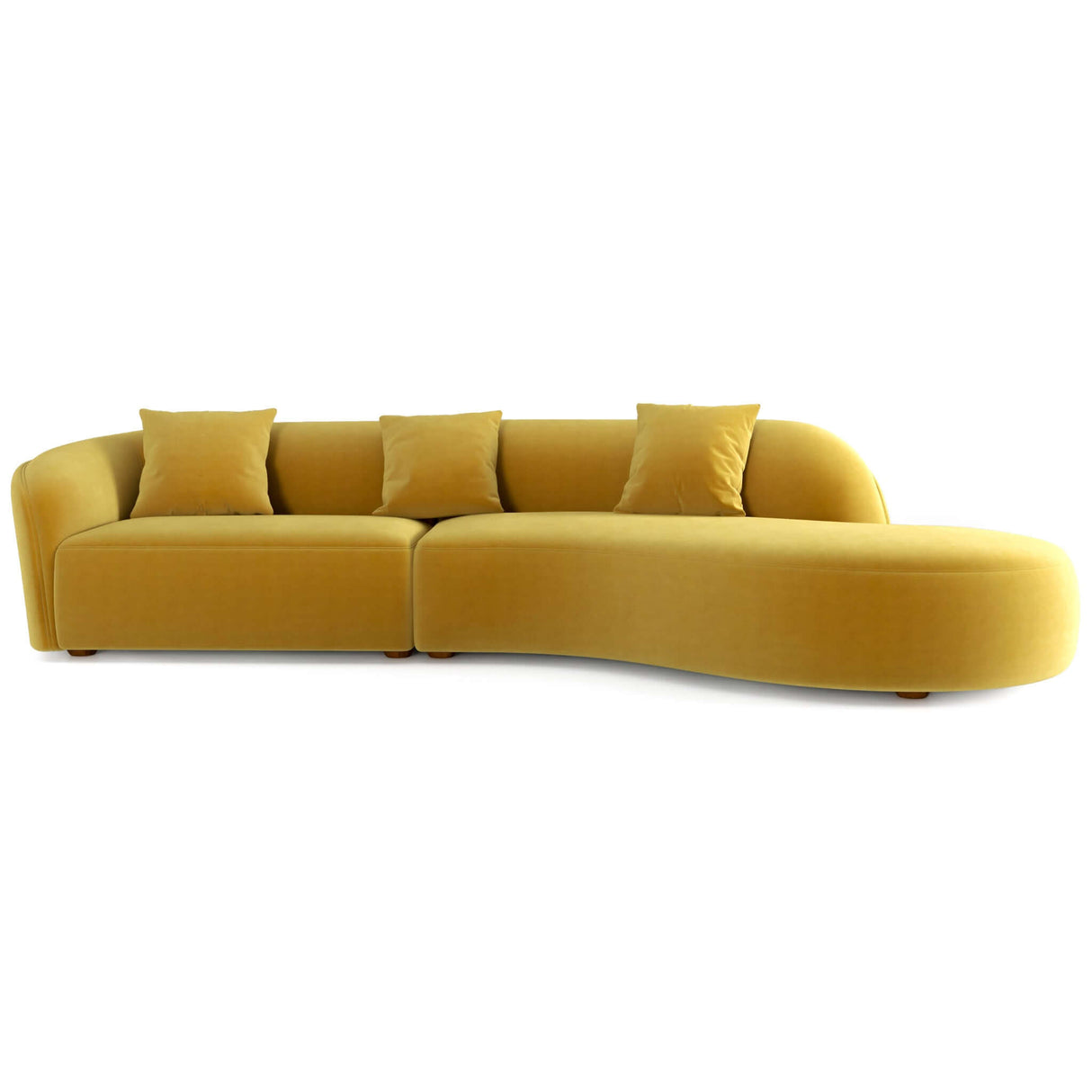 Elijah Dark Yellow Velvet Curvy Sectional