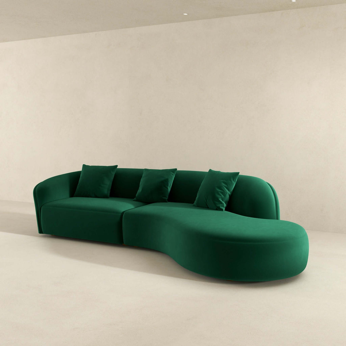 Elijah Japandi Style Curvy Sectional Sofa 126" / Dark Yellow Velvet