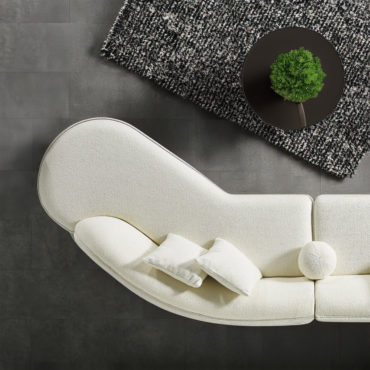 Elijah White Boucle Japandi Style Curvy Right-Facing Sectional Sofa 126" by Ashcroft Furniture at Eve Furniture